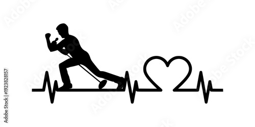 Singer heartbeat silhouette. Music lover icon symbol design. Minimalist pulse style. Isolated on white background.