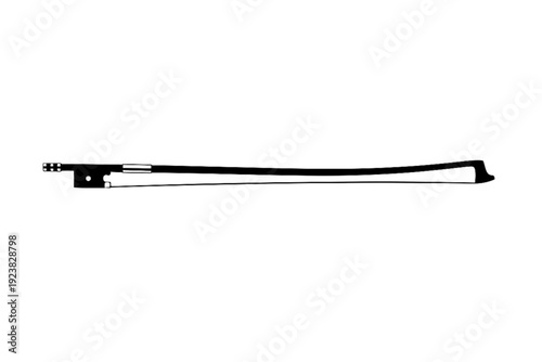 Music's Graceful Arc: A detailed, isolated shot of a violin bow, capturing its elegant curves and the materials that bring music to life.