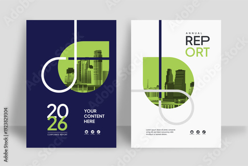 Business Report Cover Template – Green Geometric Layout (A4)