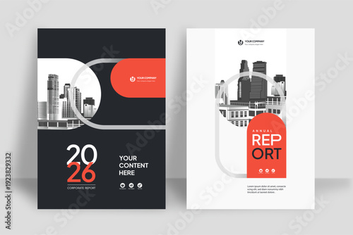 Business Report Cover Template – Red Geometric Layout (A4)