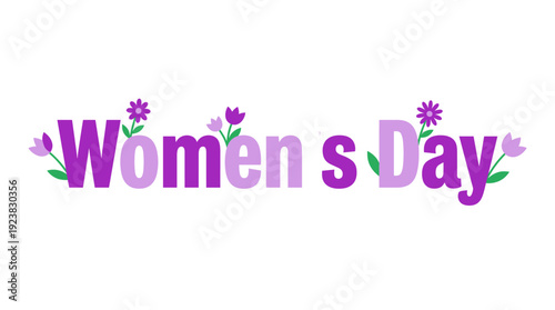 Happy Women's Day! A vibrant, floral, purple Women's Day graphic with delicate blooms