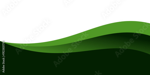 Professional abstract vector background featuring layered flowing green waves against a crisp white space. This clean, eps10