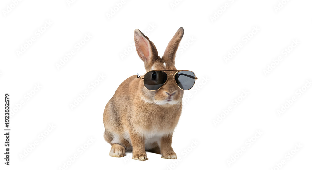 Fototapeta premium A cool rabbit wearing sunglasses on transparent background
