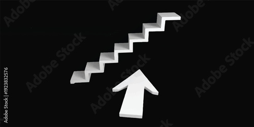 Minimalist composition featuring a black arrow isolated on a white background