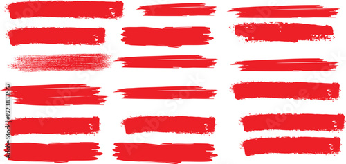 Collection of red lipstick swatches on white background