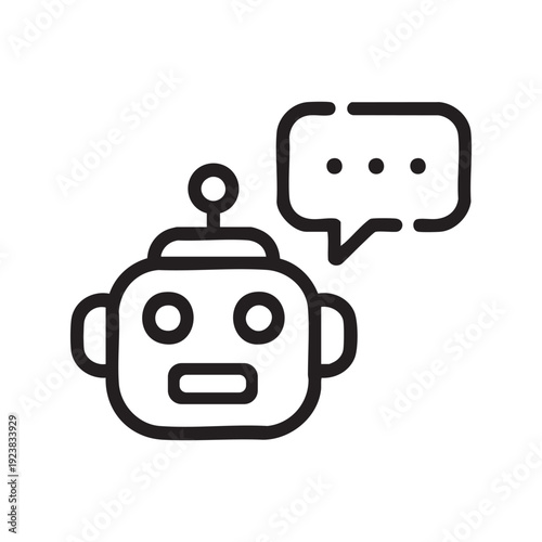 A robot with a speech bubble conveying a message
