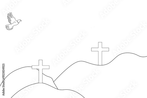 Sketches of Christian symbols, religious art, decorations with biblical motifs
