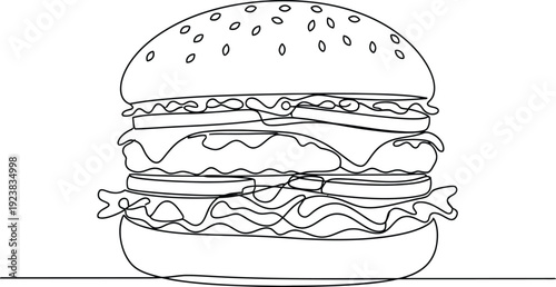 Delicious burger with lettuce and cheese on a sesame seed bun tasty fast food concept