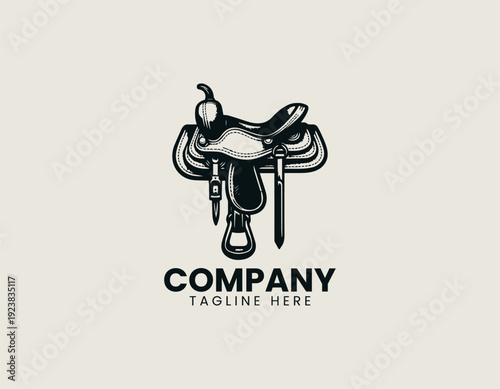 Western horse saddle in clean modern vector illustration style