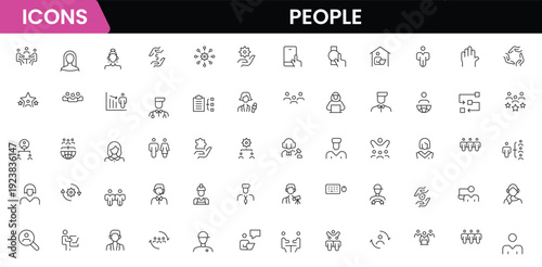 People icon set in flat style. Line icon set. Management line icons. Line Business People. Human resources. office management. Vector illustration.
