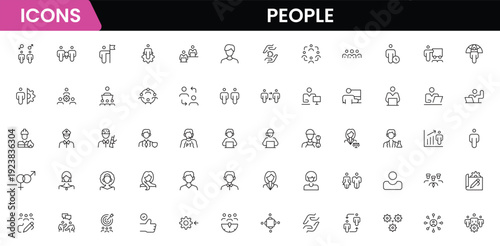 People icon set in flat style. Line icon set. Management line icons. Line Business People. Human resources. office management. Vector illustration.