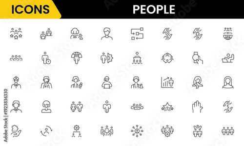 People icon set in flat style. Line icon set. Management line icons. Line Business People. Human resources. office management. Vector illustration.