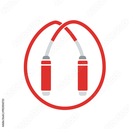 Red skipping rope icon in a circular frame for fitness
