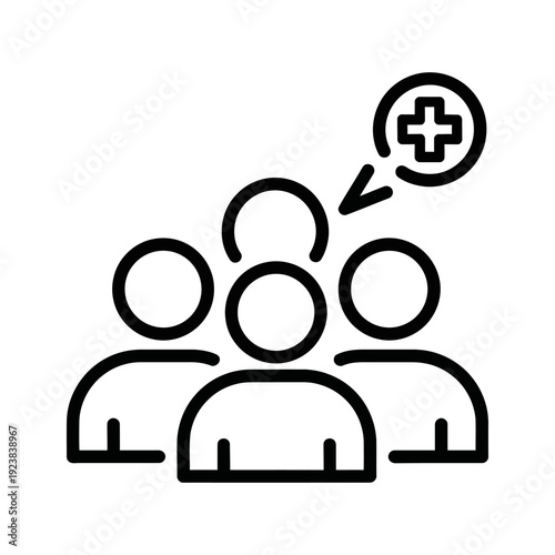 Minimalist black medical cross with three zero virus or bacteria icons representing health, hygiene, and safety in a clean vector design.