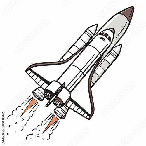 Of a space shuttle blasting off rocket blast off cartoon style