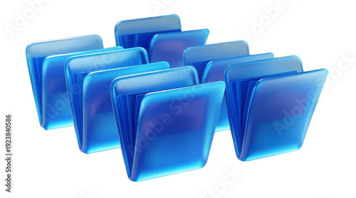 Blue Folder Icons Stacked Digital Data Organization Security