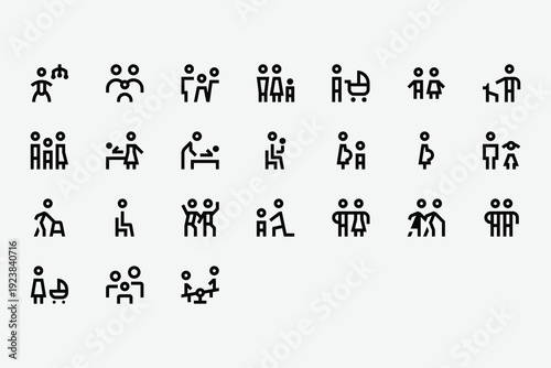 People Family Line Icon Set