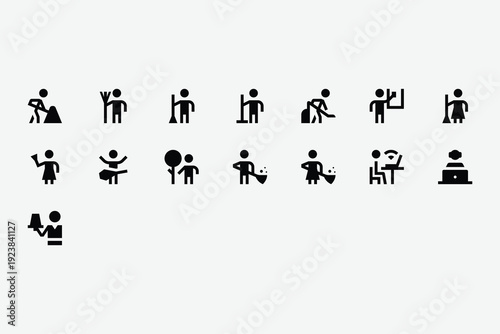People Professions Solid Icon Set