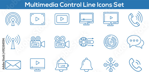 Web icons set for internet and website use with communication, business, and technology symbols in vector illustration style
