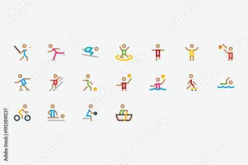 People Sport Color Icon Set
