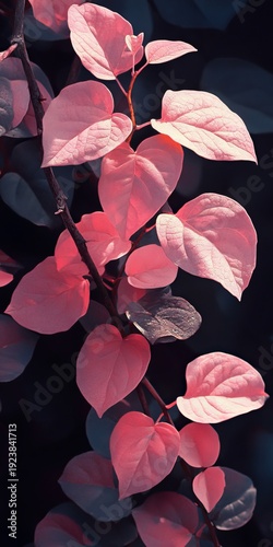 Cascading Colors of Heart-Shaped Leaves in Pastel Shades, Captivating Spring Floral Arrangements