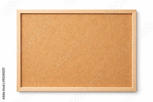 Empty cork board with wooden frame isolated on white background for your message