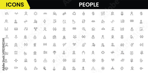 People icon set in flat style. Line icon set. Management line icons. Line Business People. Human resources. office management. Vector illustration.