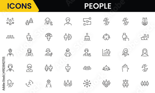 People icon set in flat style. Line icon set. Management line icons. Line Business People. Human resources. office management. Vector illustration.