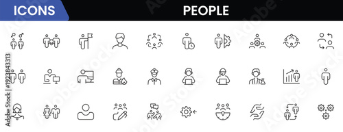 People icon set in flat style. Line icon set. Management line icons. Line Business People. Human resources. office management. Vector illustration.