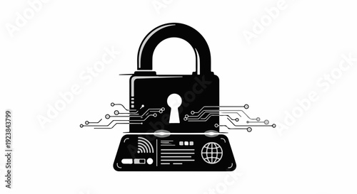 Digital padlock symbolizing cyber security and data protection