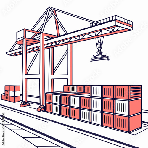 Ultra clean of a container port with crane and stacked shipping containers