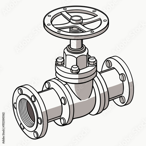 Metal gate valve with flange connections pipe