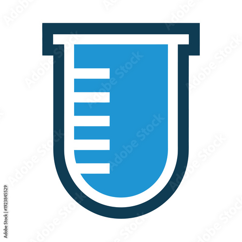 Vector of a blue test tube with measurement markings