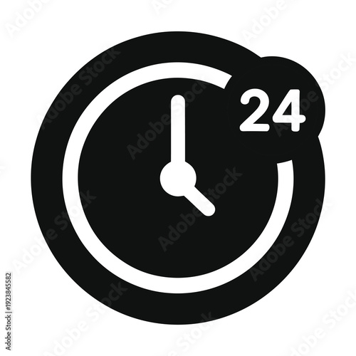 Vector of a clock with the number 24 beside it