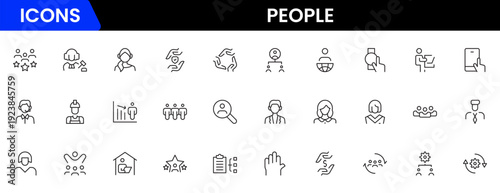 People icon set in flat style. Line icon set. Management line icons. Line Business People. Human resources. office management. Vector illustration.