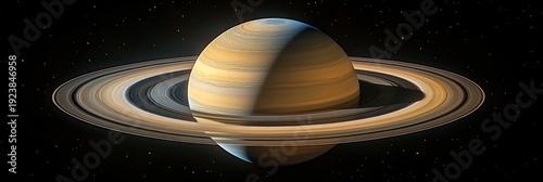 Viewing Saturn with its rings from a distance in 8K resolution showing cosmic beauty