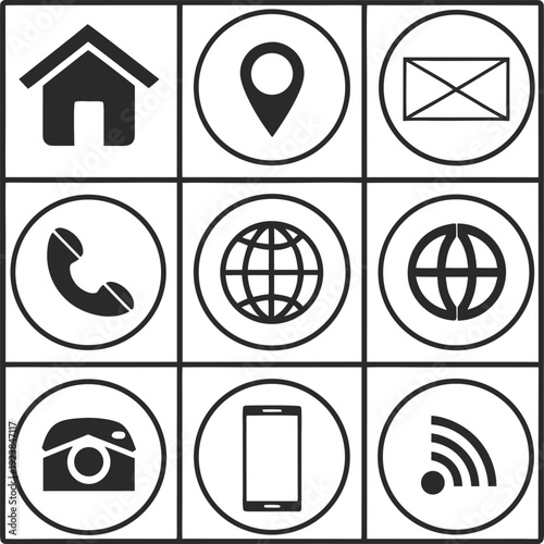 Grid of Communication and Connectivity Icons