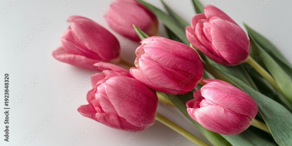 Fototapeta premium Pink Tulips Bouquet: Spring's Delicate Beauty in Bloom
