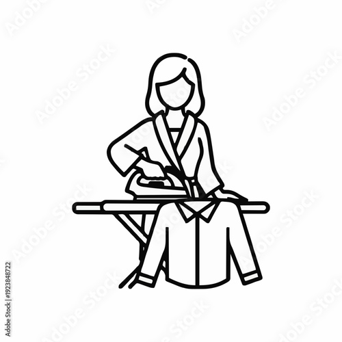 The housewife irons a shirt icon