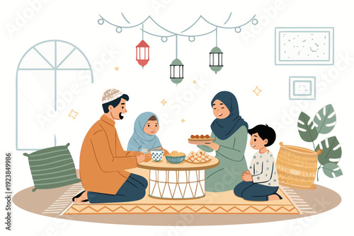 Eid Fitr Celebration Home Family Gathering High-Quality Stock Image Ideal for Marketing