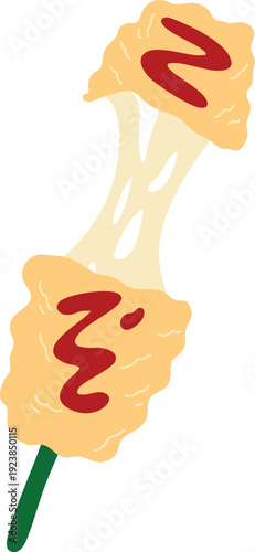 Corn Dog on Stick with Ketchup Illustration