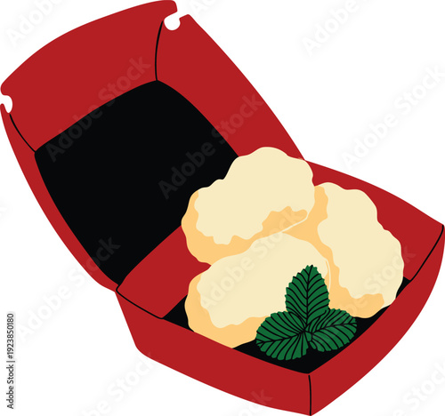 Crispy Chicken Nuggets in Red Box Illustration