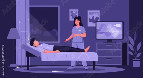 Medical professional attending to a patient in a healthcare setting.