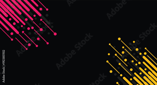 Dynamic Abstract Design with Vibrant Pink and Yellow Lines and Dots