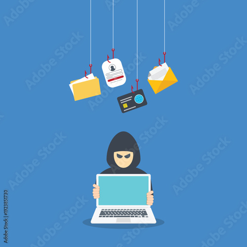 hacker in front of his computer committing digital cybercrime