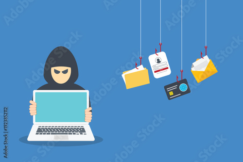 hacker in front of his computer committing digital cybercrime