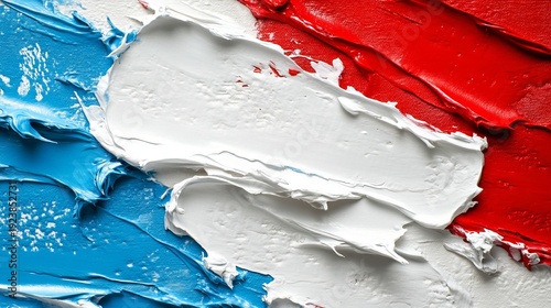 Vibrant Abstract Acrylic Palette With Impasto Texture, Heavy Brushstrokes of Red and Blue Hues