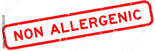 Grunge red non allergenic word square rubber seal stamp on white background