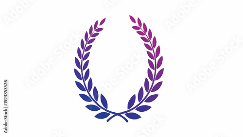 Laurel wreath symbol of victory and achievement, a classic emblem of honor and success in a gradient of purple and blue tones