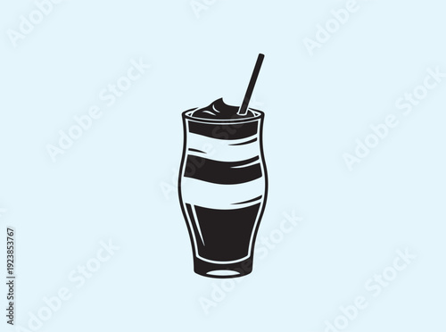 Flat design silhouette of a nutritious layered smoothie for digital apps